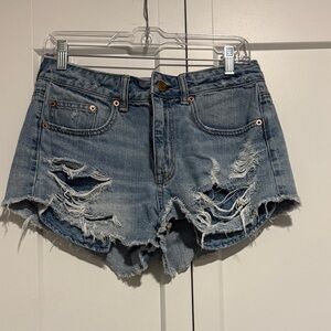 American Eagle Outfitters Ripped Blue Jean Shorts